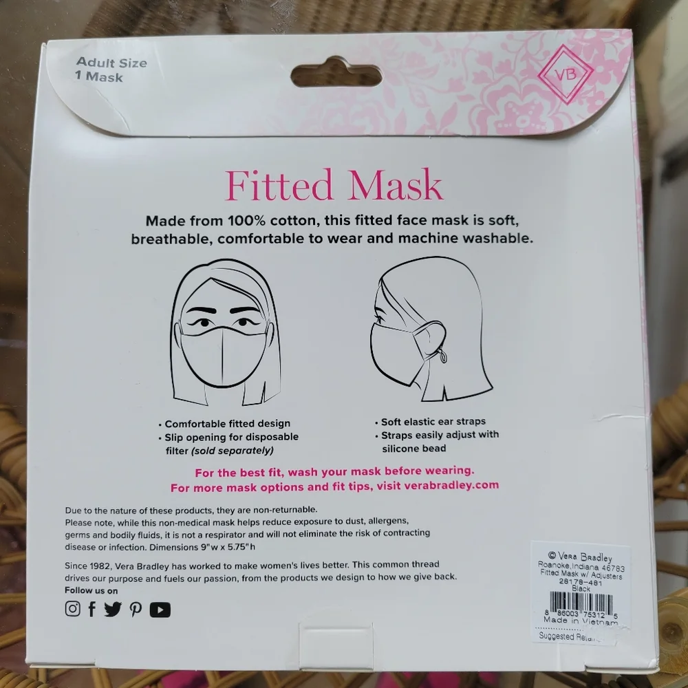 Vera Bradley Black Face Mask
